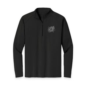 Men's Embroidered Black Quarter-Zip Pullover - Abstract Logo Chest